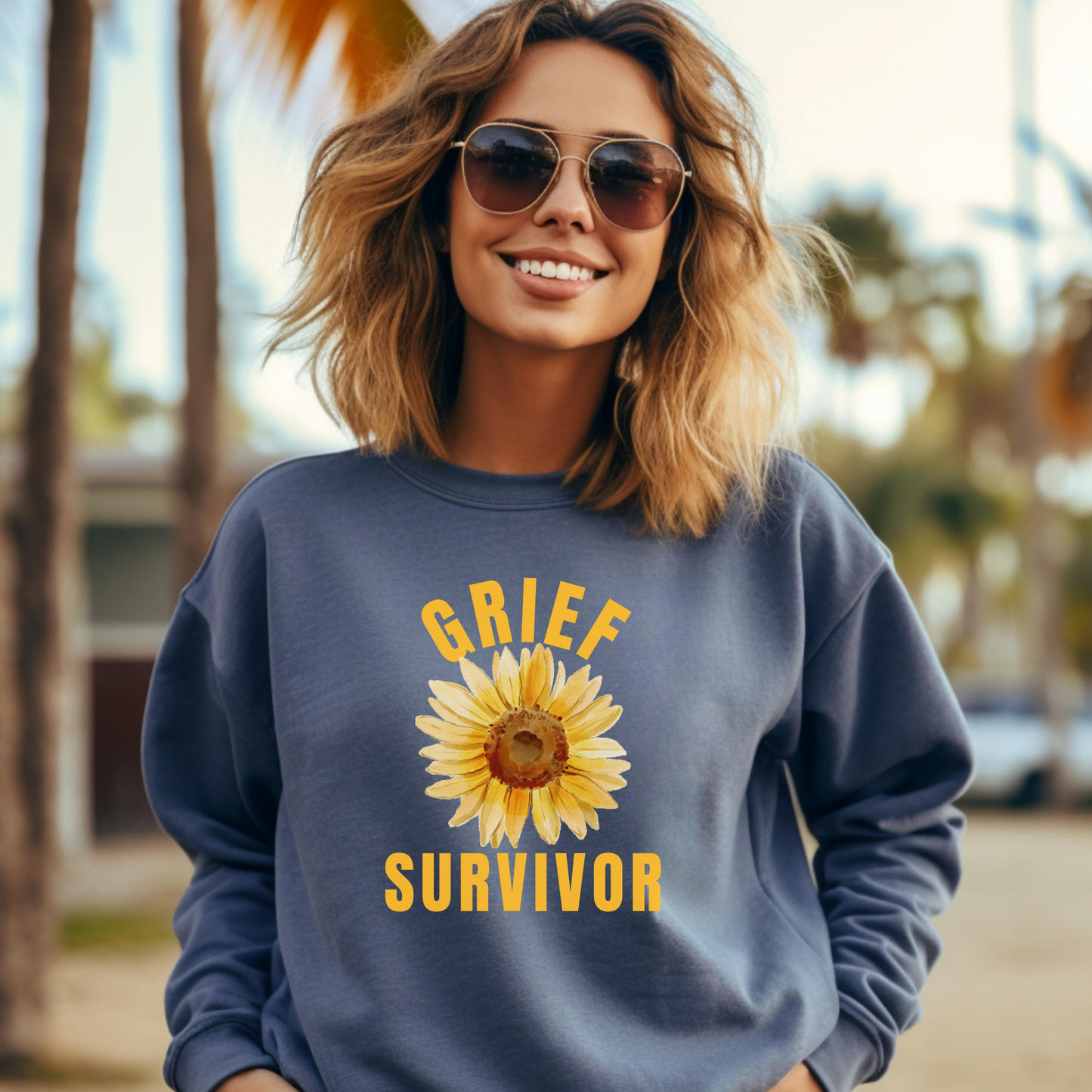 Grief Survivor Sunflower Comfort Colors 1566 Unisex Sweatshirt