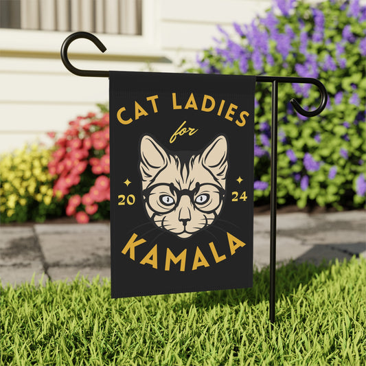 Cat Ladies For Kamala Garden Flag, 12" x 18"