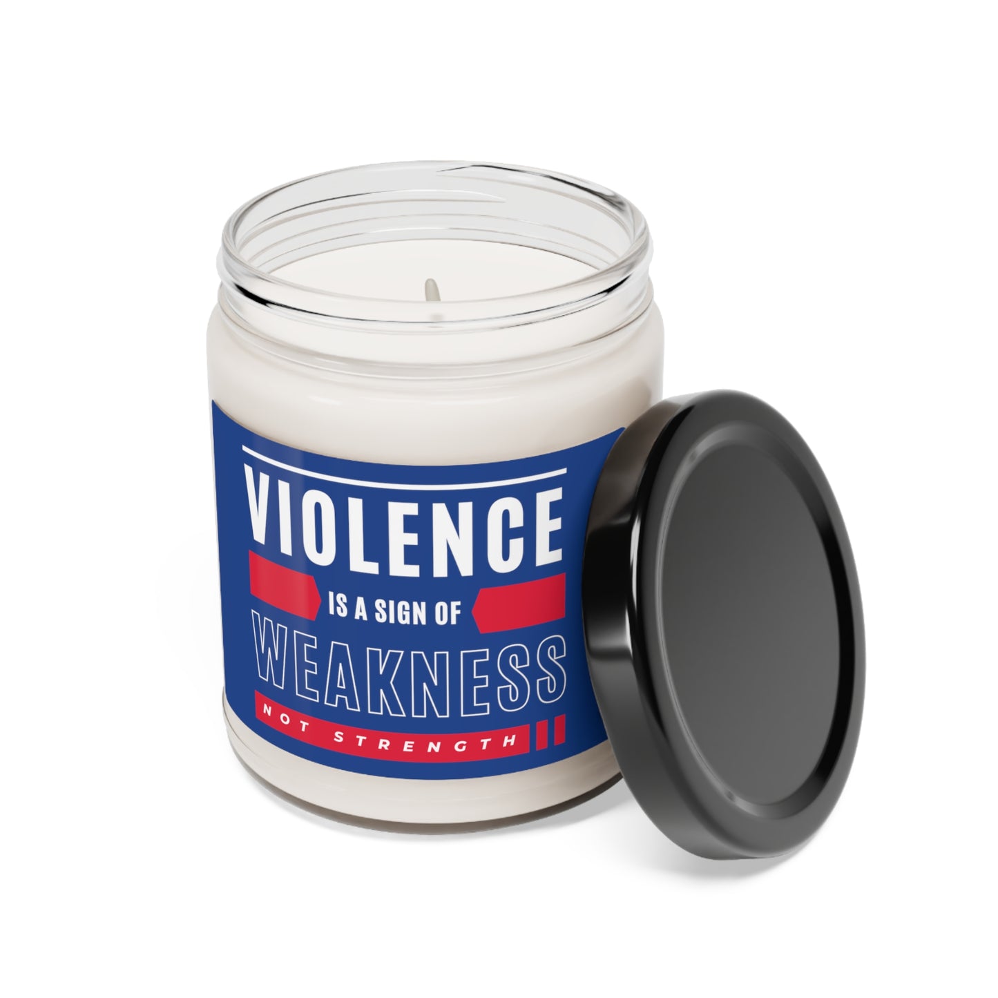 Strength in serenity. This candle is an excellent accent piece for your home decor, sending a clear message that violence is never the answer. 