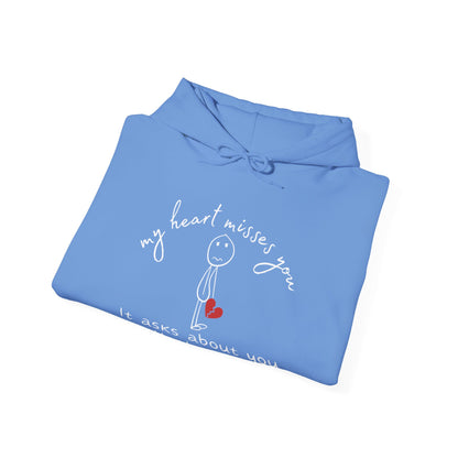 Carolina Blue Gildan 18500 Hoodie sweatshirt. Heartfelt message about missing someone and your pain during a time of grieving.