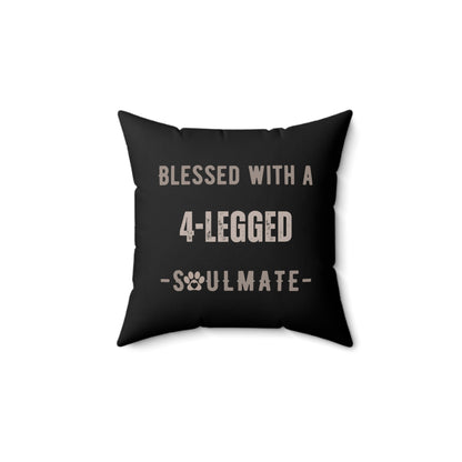 Celebrate your love for dogs with this adorable dog soulmate accent pillow.