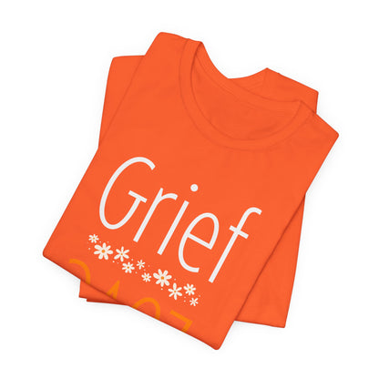 Orange t-shirt: Grief over Love