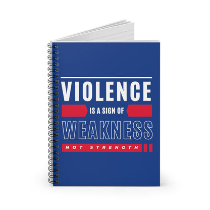 End Violence. The cover of this spiral notebook challenges harmful and destructive behavior. Use if for mundane do-to lists or daily planning, or as a safe place for deep thoughts, ideas and private musings. 