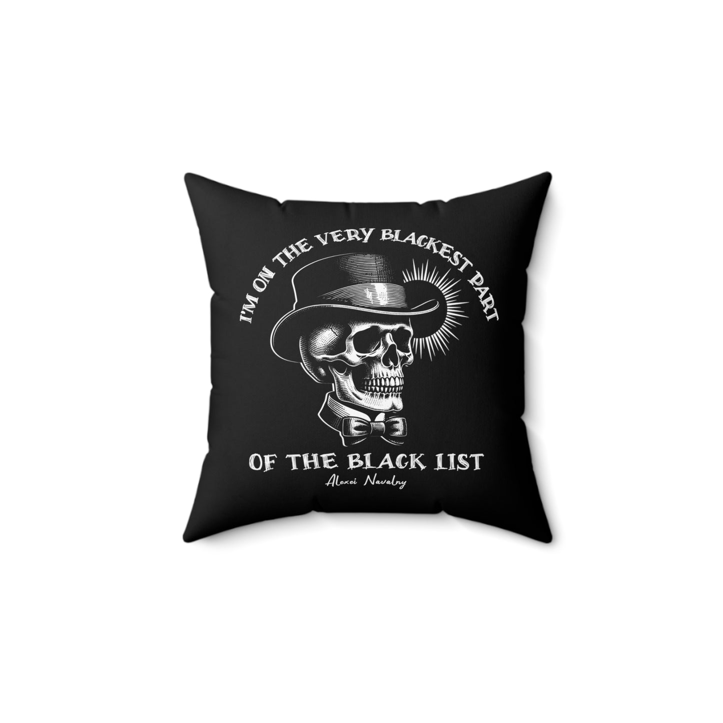 Black Navalny quote throw pillow, 14" x 14". This pillow serves as a powerful symbol of courage and resilience in dark times.