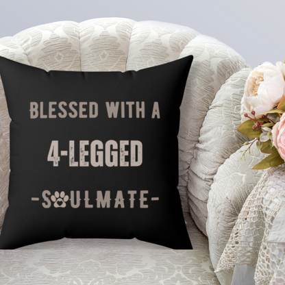 Black dog-themed accent pillow