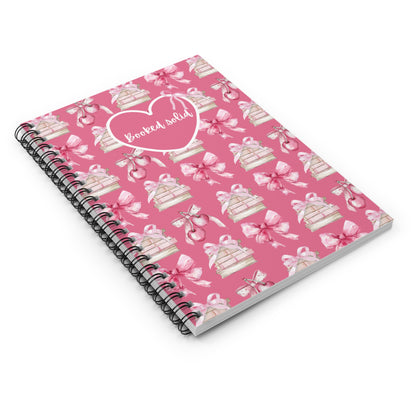 "Booked Solid" coquette style spiral notebook for reading lover, writer, bibliophile. Perfect for school notes, shopping lists, to be read lists, and so much more. Makes a great gift for avid readers, teachers and librarians.