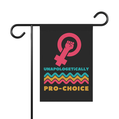 Black house/garden flag for the feminist, liberal friend in your life. "Unapologetically Pro-Choice" with a resist graphic. Support a woman's right to choose and show your support for bodily autonomy.