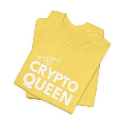 Bella Canvas 3001  Crypto Queen t-shirt in color maize yellow.