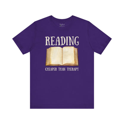 Reading Cheaper Than Therapy - Bella Canvas 3001 T-Shirt