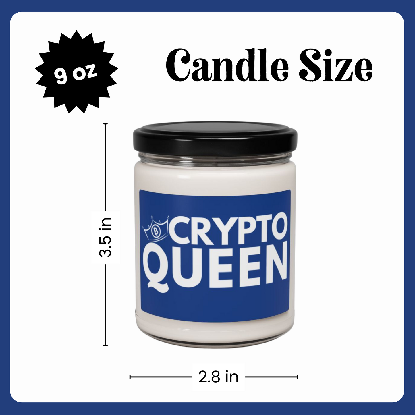 Crypto Queen - Scented Soy Candle, 9oz (9 Scents + Unscented Option)