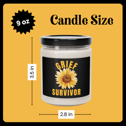 9 oz glass jar scented soy candle for Grief Survivor