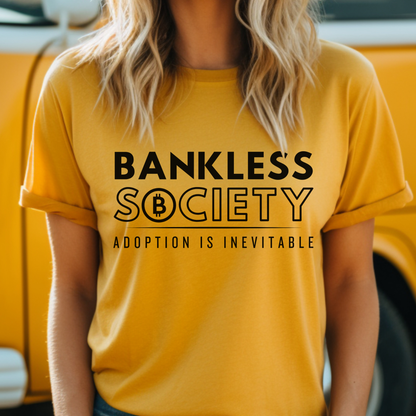 Mustard Unisex Bella Canvas 3001 T-shirt - Perfect for crypto enthusiasts, blockchain advocates, and anyone who believes in a future free from traditional banking constraints. Ideal for casual wear, meetups, or making a bitcoin statement in style.