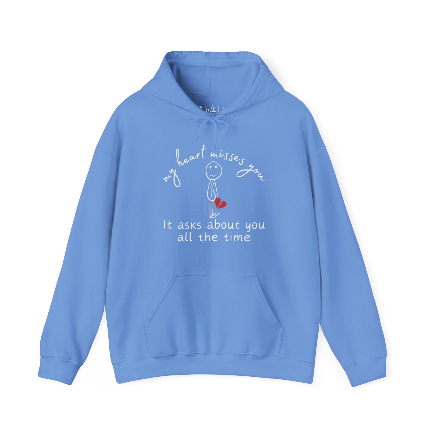 Gildan 18500 Hooded Sweatshirt, color: Carolina Blue - hoodie featuring a sad stick figure and a message that speaks to the soul for grieving person.