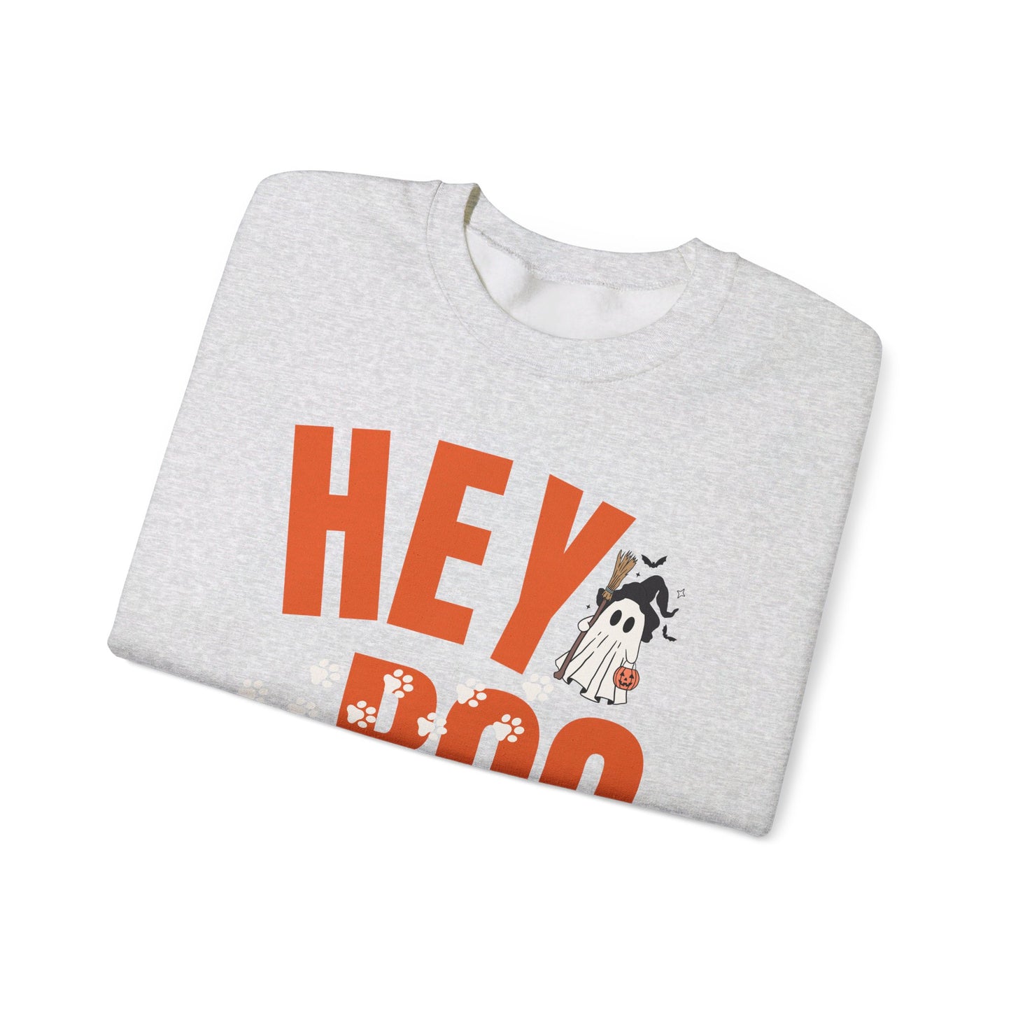 Hey Boo Halloween Ghost and Bats Gildan 18000 Sweatshirt