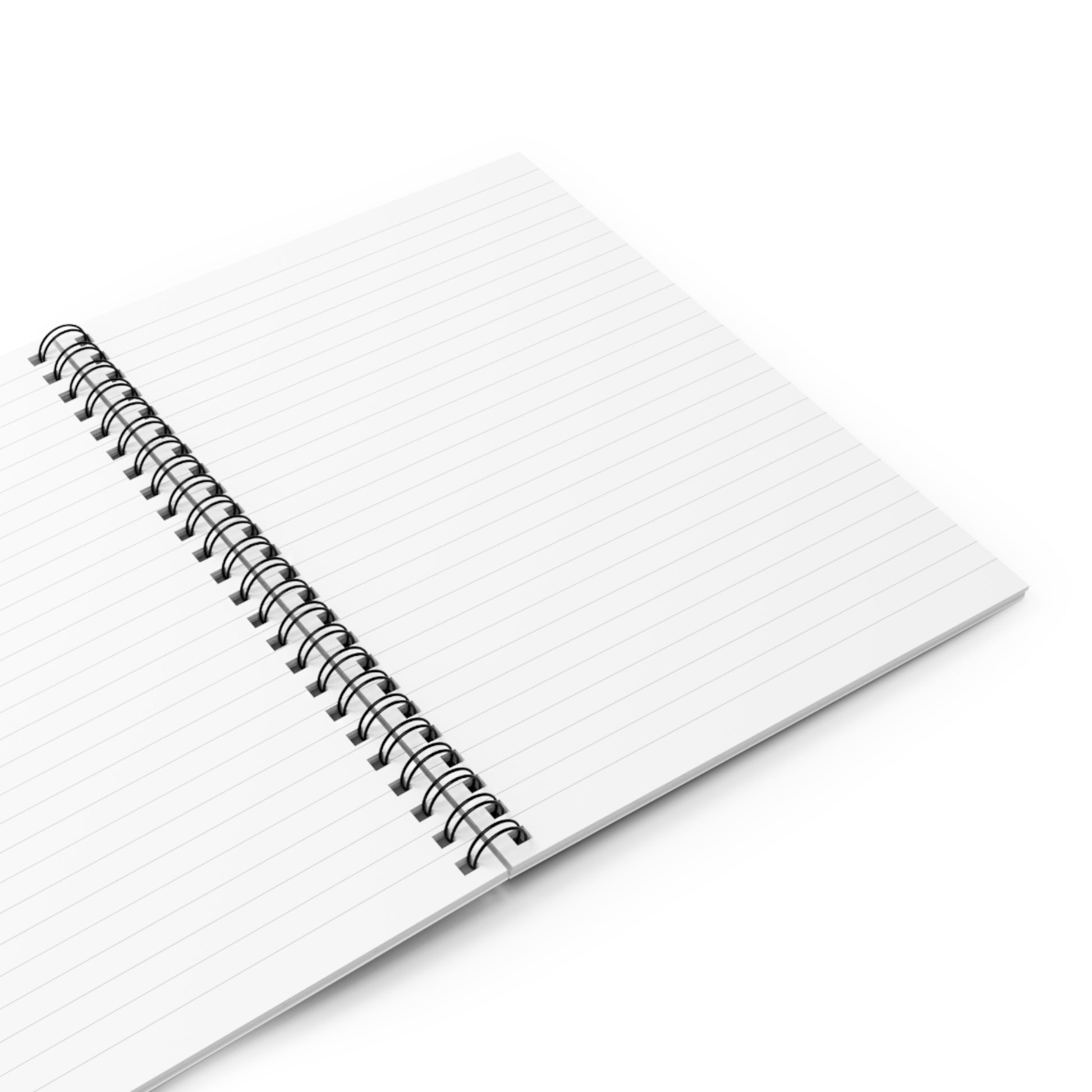 Blank, lined pages of a spiral notebook.