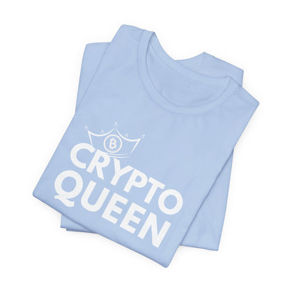 Bella Canvas 3001  Crypto Queen t-shirt in color baby blue.