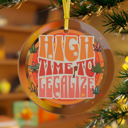 Unique Beveled Glass Christmas Ornament for the Pot Enthusiast, progressive Activist. Legalize Marijuana tree decoration. Retro style design makes this a trendy item to hang in your Herb, Vitamin, Cannabis shop, or progressive coffee shop and cafe.