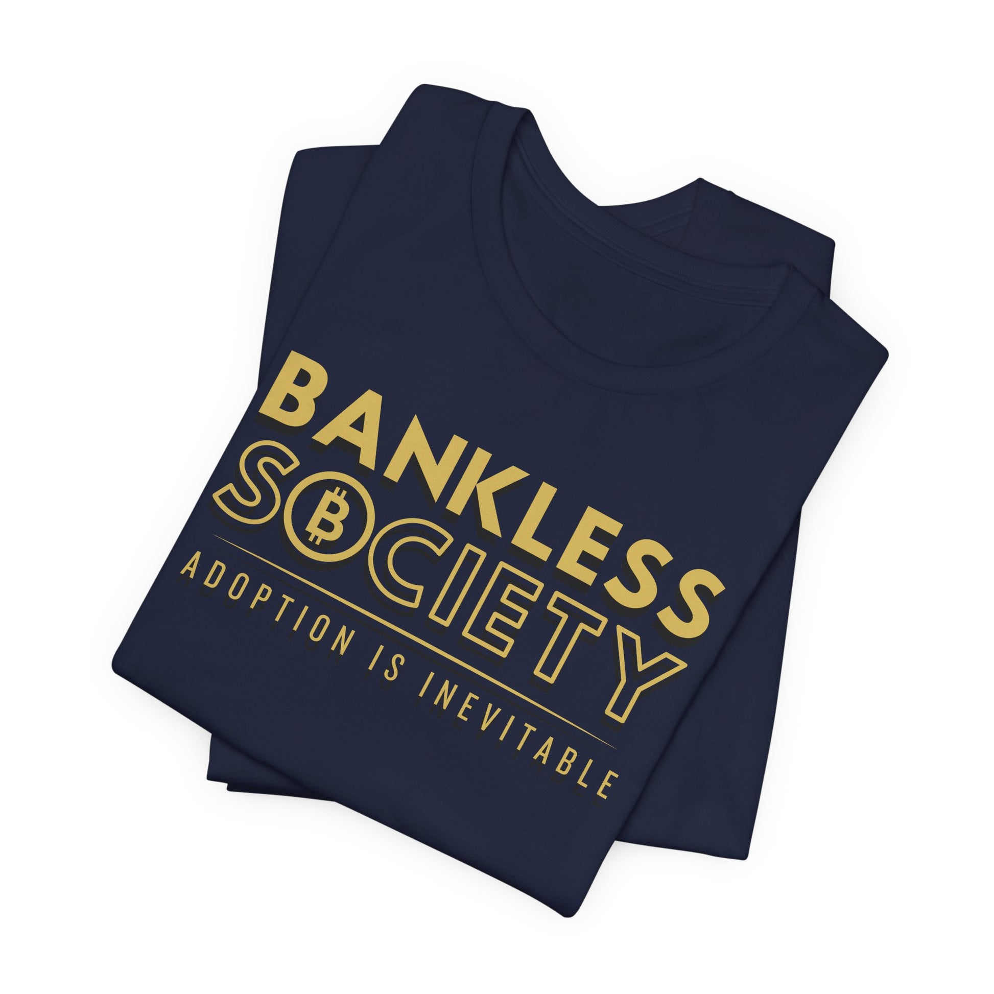 Navy Bella Canvas 3001 unisex t-shirt. Bankless Society, Adoption is Inevitable