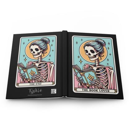 150 page Hardcover Journal for reading lovers. Includes a Tarot Card themed graphic for "The Book Lover" with a skeleton reading - front and back cover print. Lined, blank, perforated pages - makes a cute gift for bookish girlfriends, teachers, English majors, and avid readers.