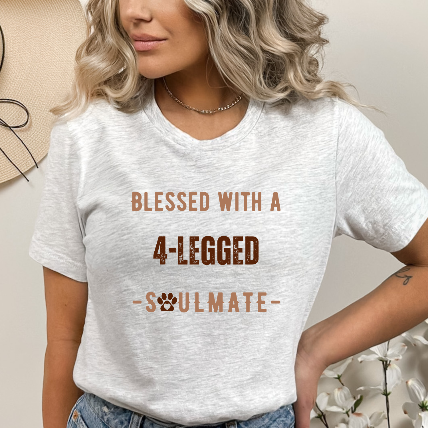 Ash-colored t-shirt with loving dog-themed message for the utmost dog enthusiast.