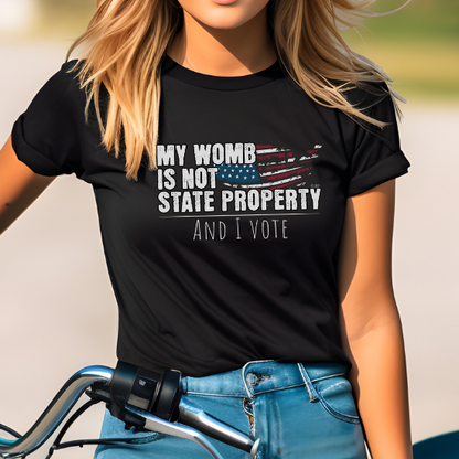 Black Bella Canvas tee with a striking message in support of a woman's right to choose. Stand up for bodily autonomy with this strong and powerful message.