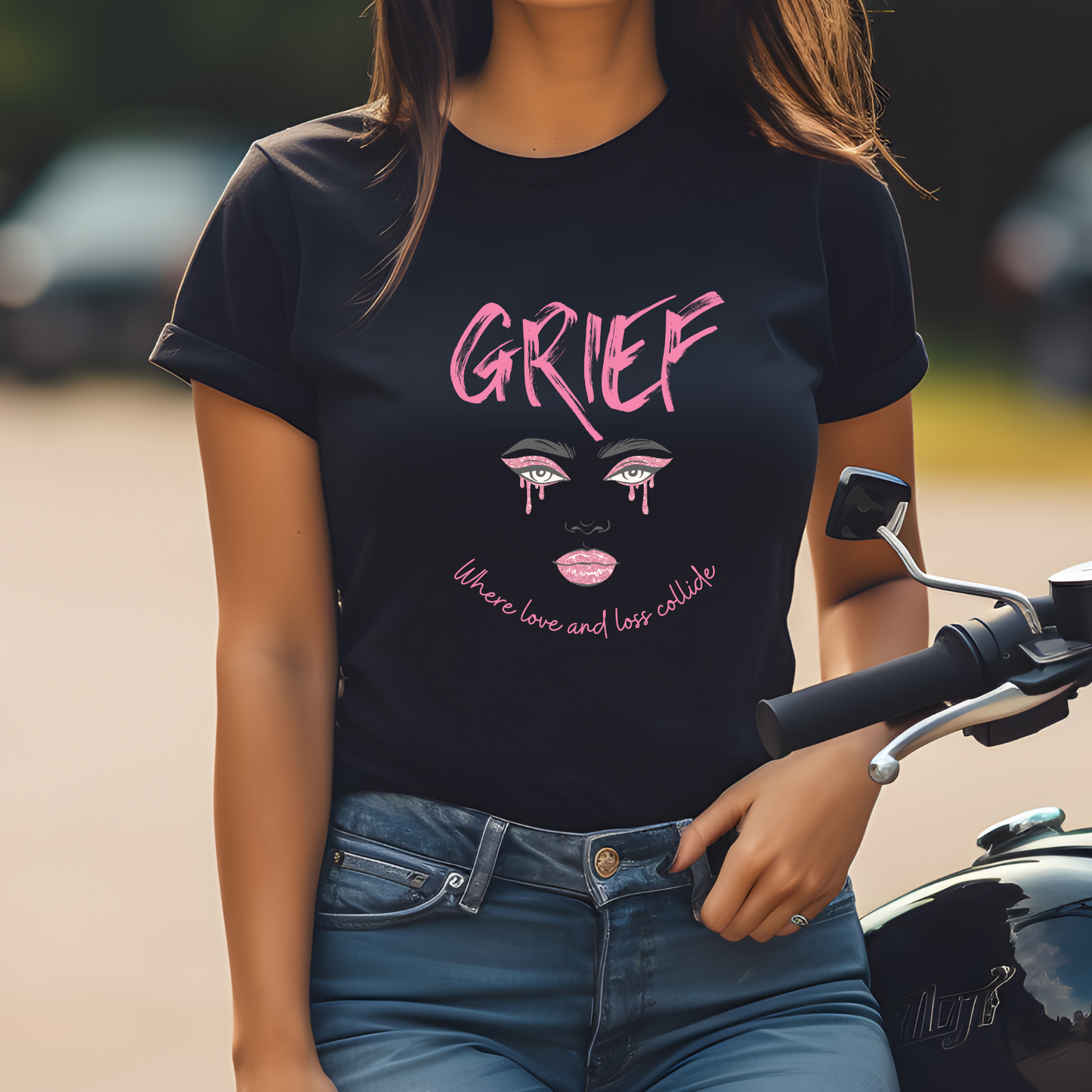 Grief Where Love and Loss Collide Crying Bella Canvas 3001 Unisex Tee