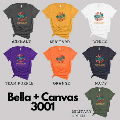 Consider matching tees in a variety of seven colors for your next group event, or for everyday use to spread this reproductive freedom message!