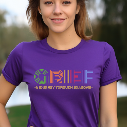 Team Purple Bella Canvas 3001 Grief t-shirt. Featuring a subtle yet powerful message, this tee is a tribute to the silent battles and inner strength we carry.