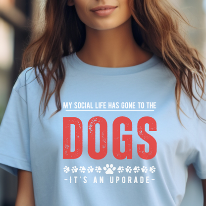 Baby Blue tee, for true dog lovers. My life has gone to the dogs, it's an upgrade