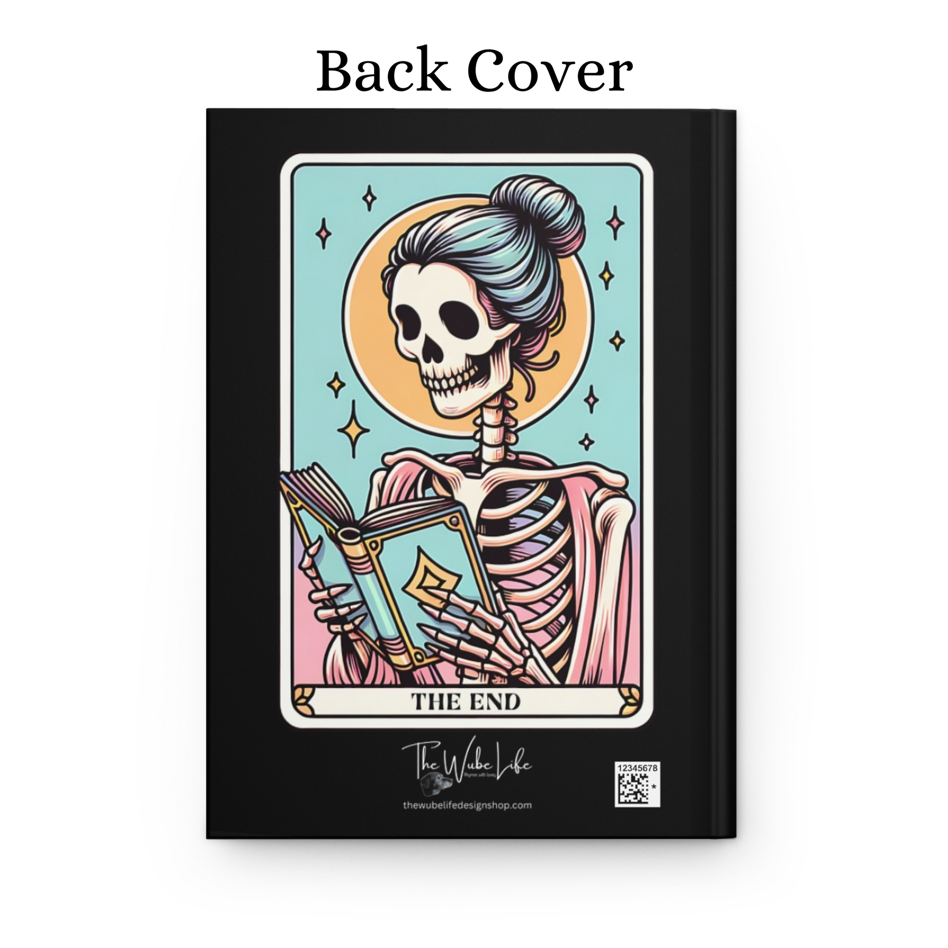 150 page Hardcover Journal for reading lovers. Includes a Tarot Card themed graphic for "The Book Lover" with a skeleton reading - front and back cover print. Lined, blank, perforated pages - makes a cute gift for bookish girlfriends, teachers, English majors, and avid readers.