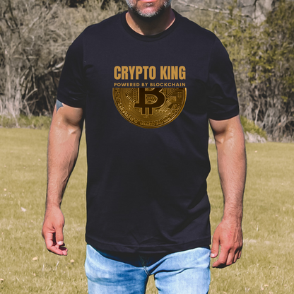Black Bella Canvas 3001 t-shirt for Crypto King. Perfect gift for bitcoin lover.