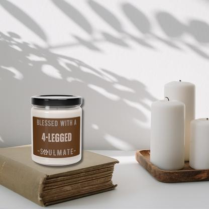 White scented soy candle, expressing the unique and deep joy and love a dog brings to each of us. 