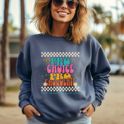 Blue Jean Comfort Colors sweatshirt. Does your organization support women's rights? Do your members enjoy a bit of humor (and chocolate!)? Purchase matching group sweats for your next group meeting to add to the fun, and to express a unified message as pro-choice allies!