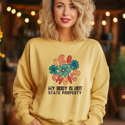 Be a voice for change. Make a statement with our comfortable and stylish pro-choice sweatshirt in Butter color. 