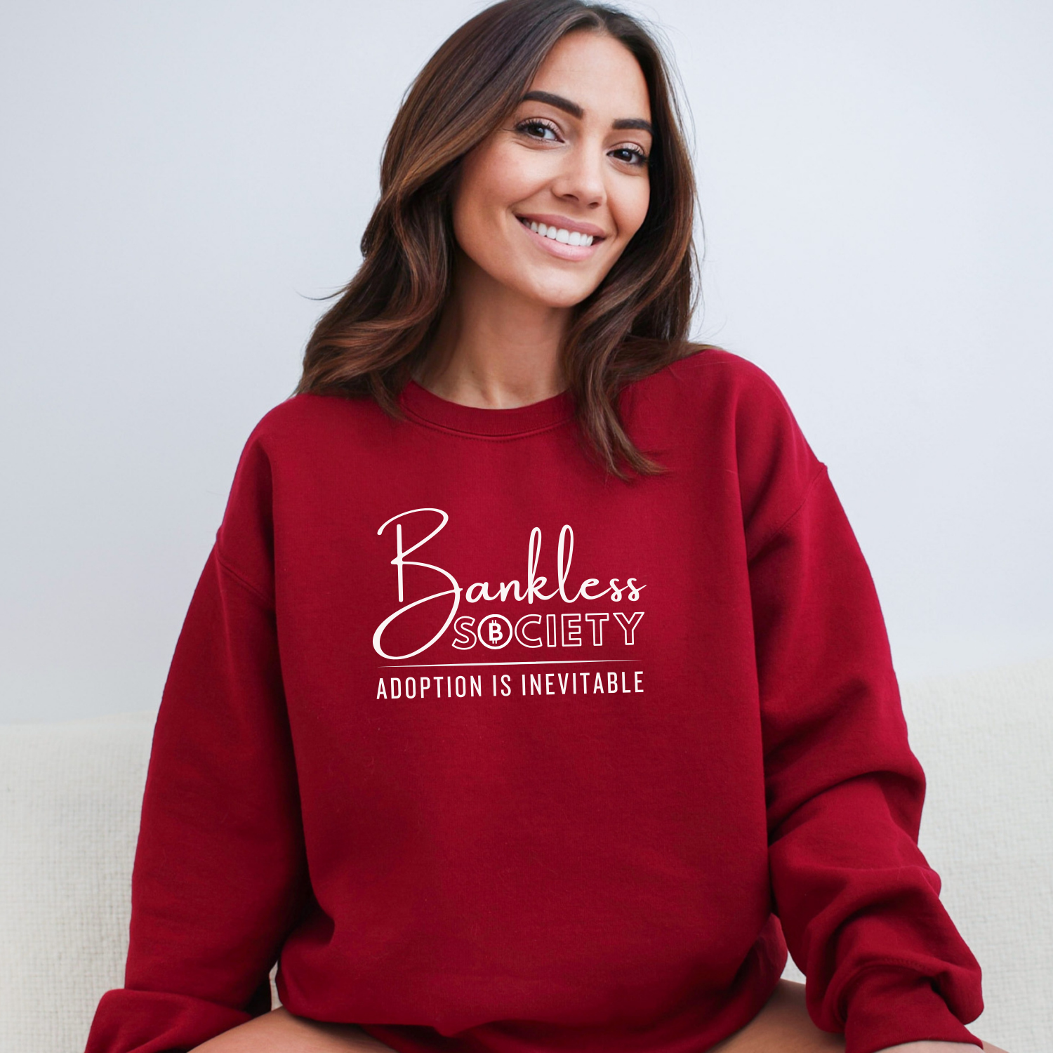 Garnet Gildan 18000 Bankless Society sweatshirt for crypto currency supporters