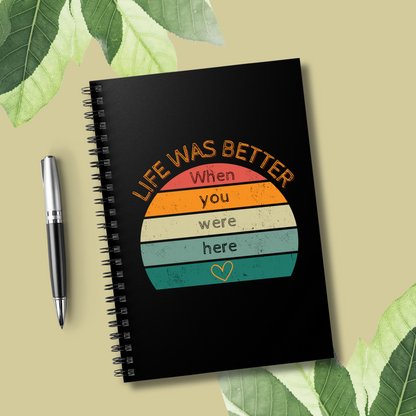 A lovely small spiral journal with a sweet tribute to your lost loved one. Useful for jotting down your thoughts, ideas and feelings, or just a beautiful design to remind you of your loved one as you take school notes, make helpful lists or just record simple daily reminders. 