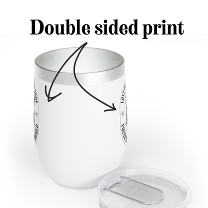 12 oz. wine tumbler with double sided design for reading lover.