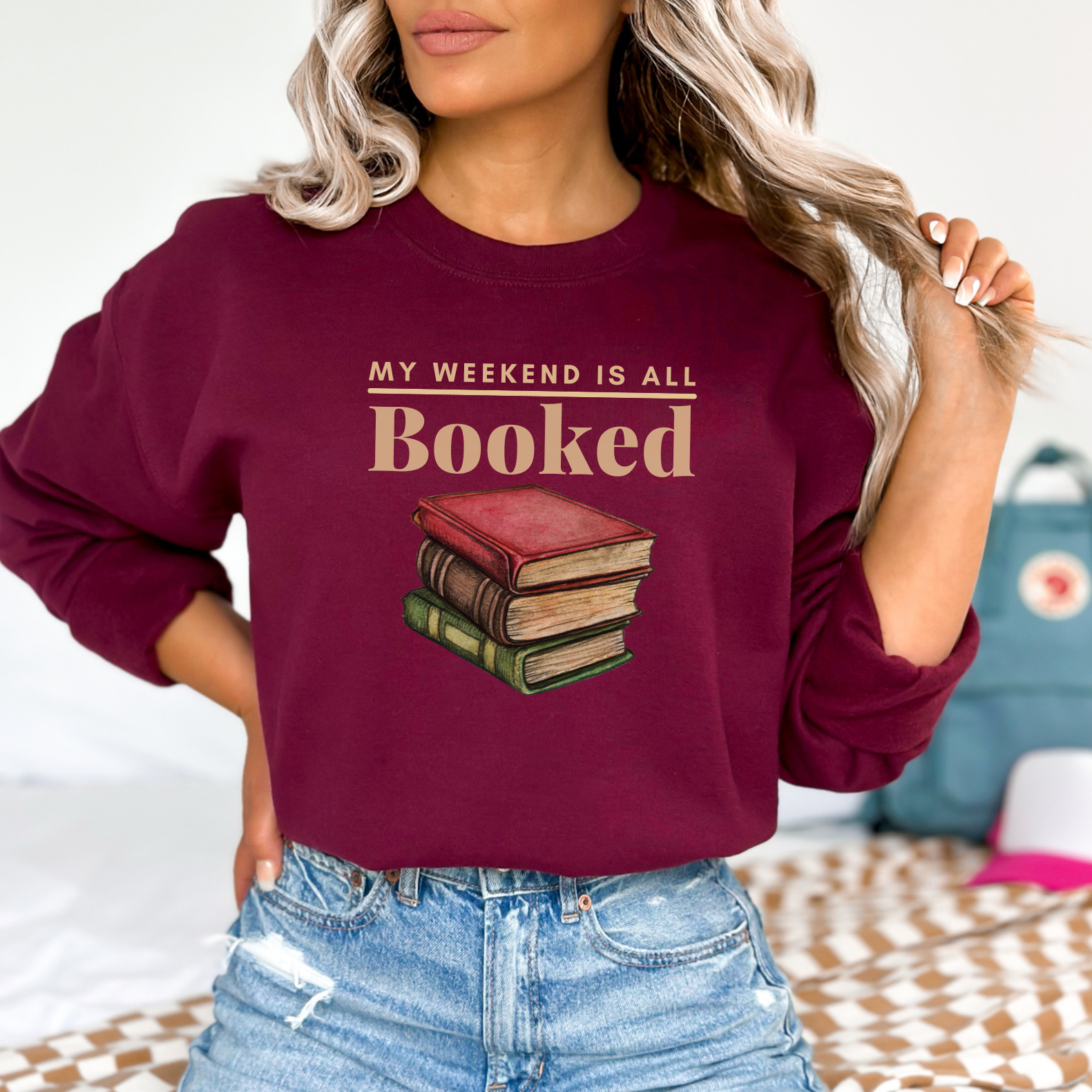 Maroon literary sweatshirt. Comfortable and trendy, it's a great addition to any reader's wardrobe. 