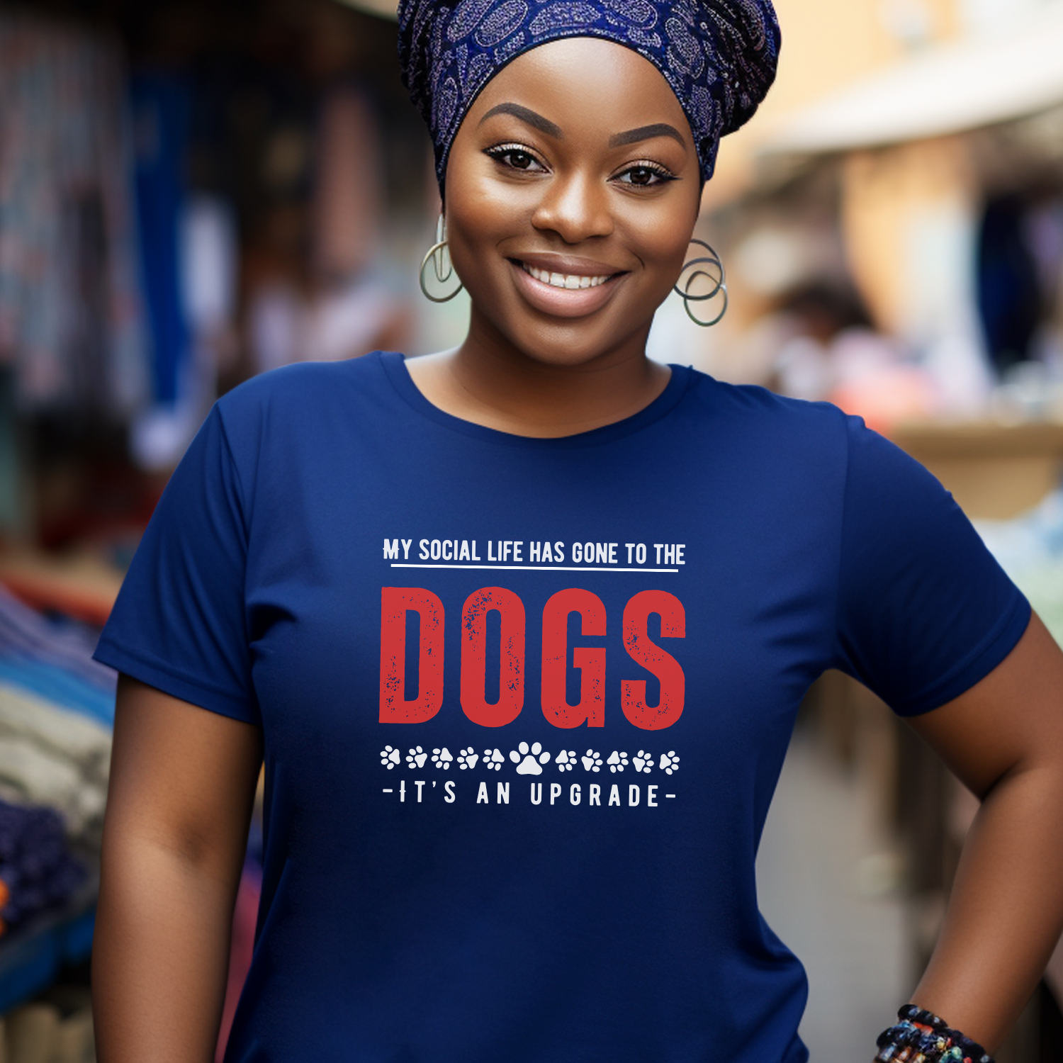 Navy humorous dog-themed tee