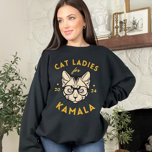 Cat Ladies For Kamala 2024 Gildan 18000 Sweatshirt