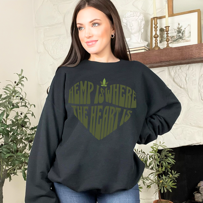 Hemp Is Where The Heart Is Gildan 18000 Sweatshirt