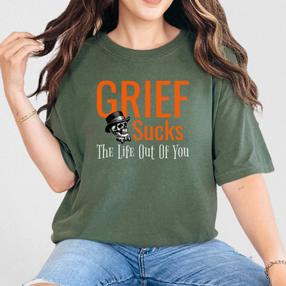 Grief Sucks the Life Out of You Skull Top Hat Tee shirt