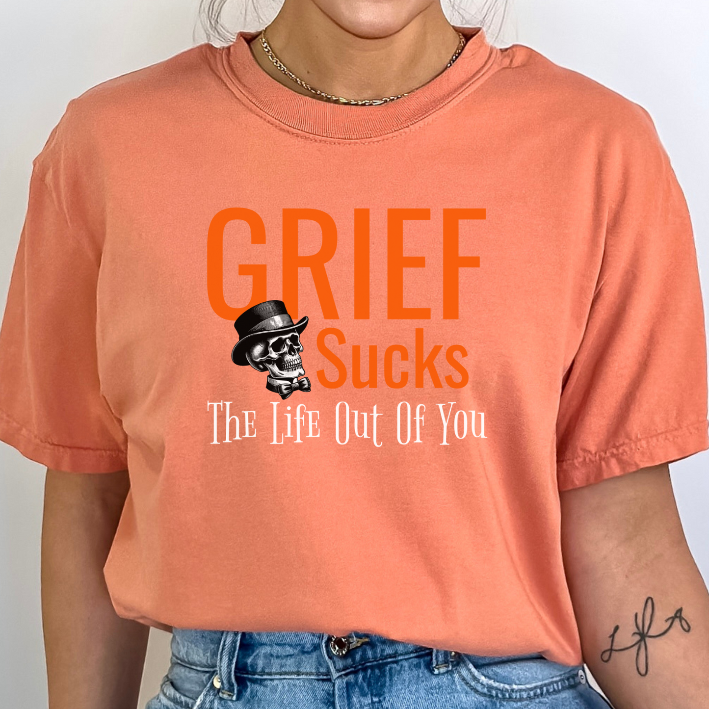 Grief Sucks the Life Out of You Skull Top Hat Tee shirt