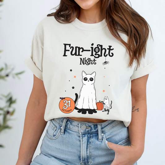 Fur-ight Night Halloween Cat Comfort Colors 1717 T-shirt