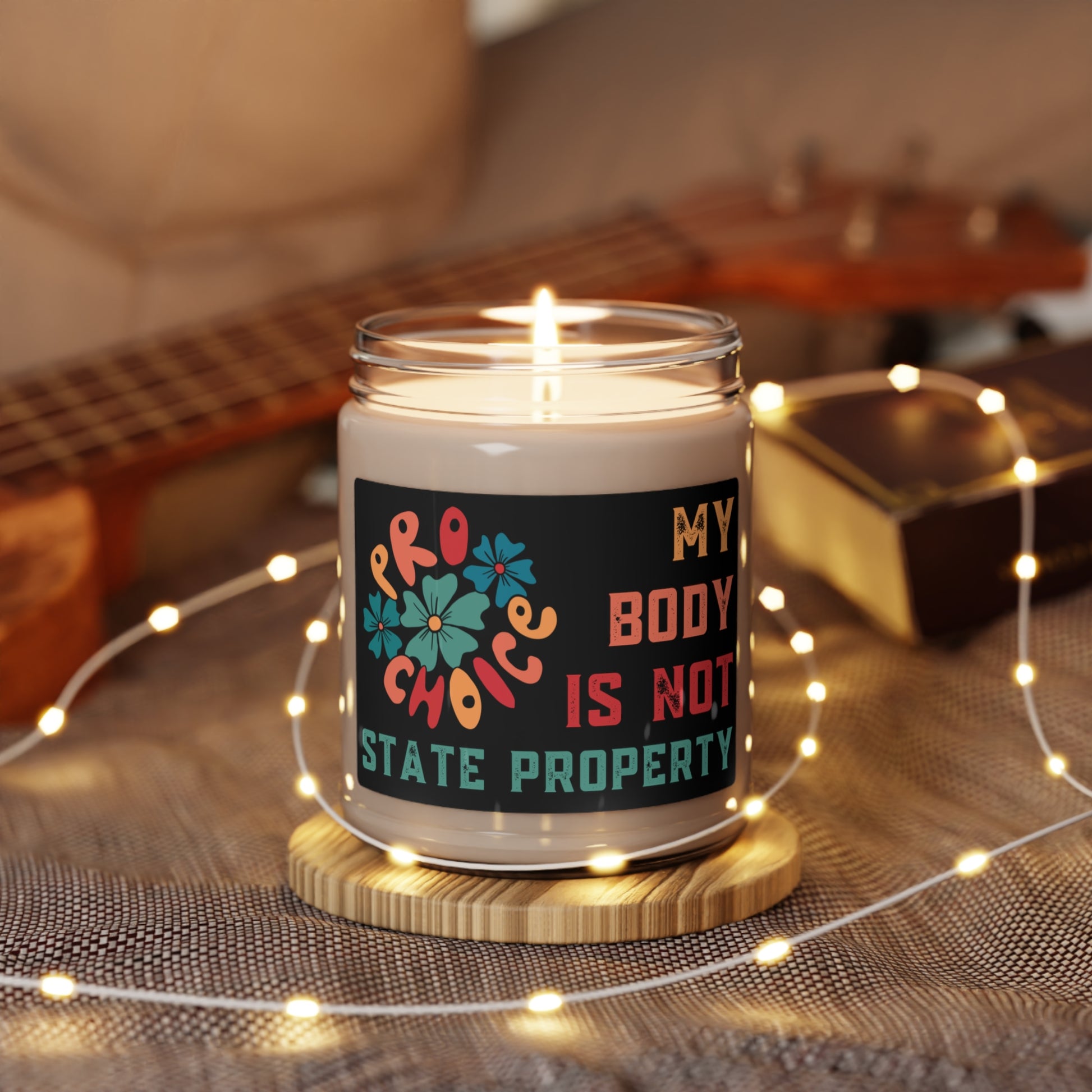 This scented soy candle with a pro-choice message is a perfect gift basket item, or party favor for your next women's rights rally, meeting or protest. 