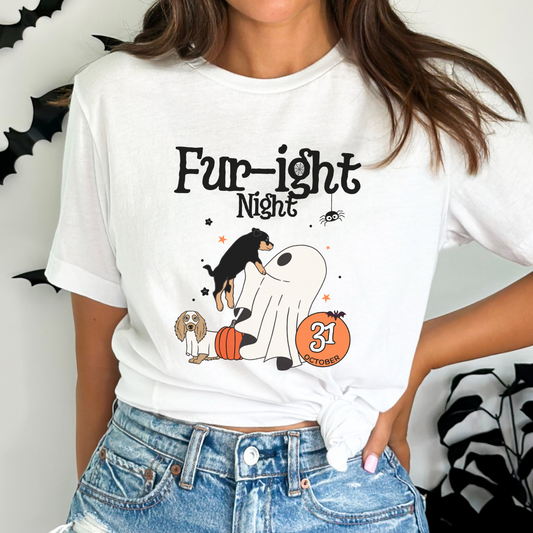 Fur-ight Night Halloween Dog Bella Canvas 3001 T-Shirt